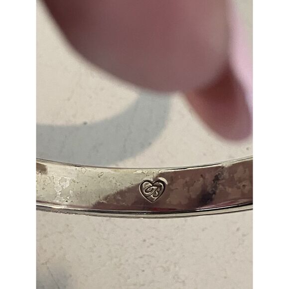 Brighton Sparkling Sunburst Flower Silver Crystal Hinged Bangle Bracelet - Picture 4 of 5